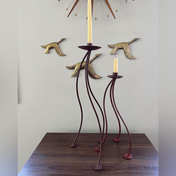 wrought iron candle stick pair - Picture 4 of 6